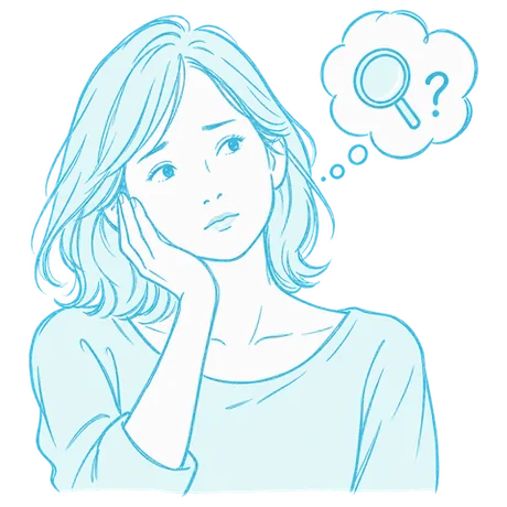 専門家選びに悩む女性のイラスト