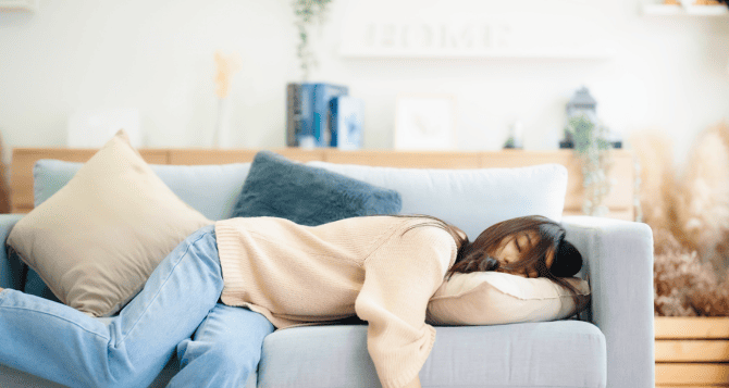 woman sleeping on the sofa